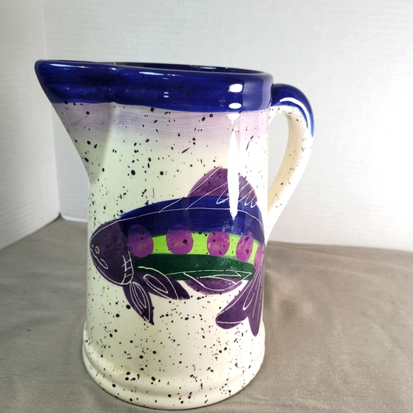 Shorelines by Julie Ueland Ceramic Pitcher with Fish - Picture 9 of 12
